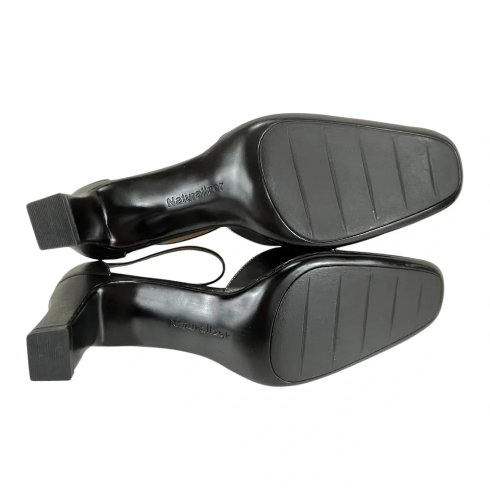 Naturalizer | Women 9.5M | Black Leather Cage Toe 2.5” Heel Ankle Strap ‎ Sandal